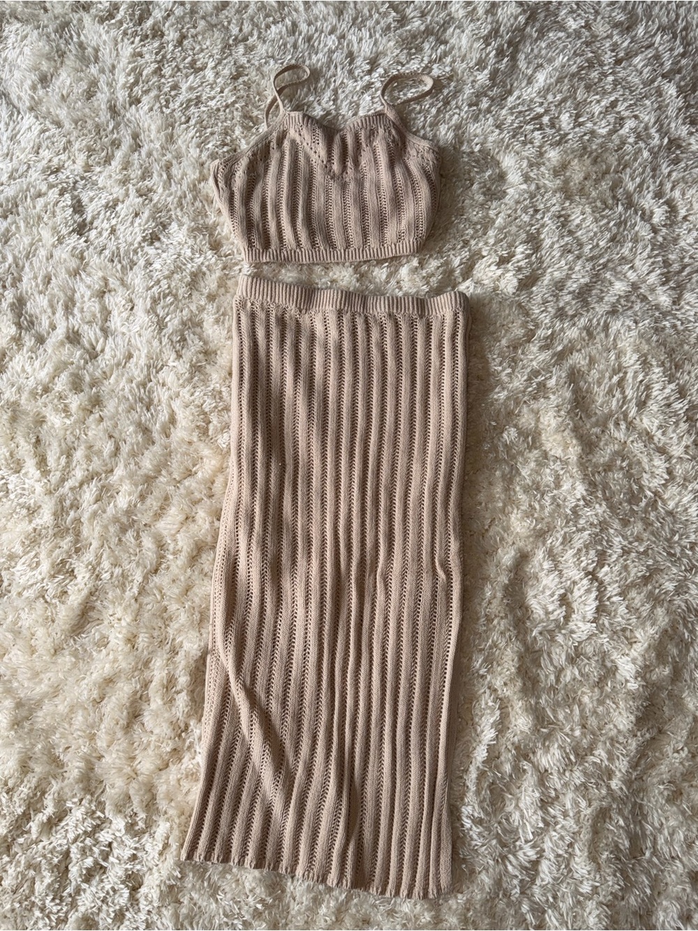 Freshman 1996 Peach Knit Cami & Maxi Skirt Set